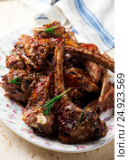 Lamb chops grills. Holiday table. Стоковое фото, фотограф Зоряна Ивченко / Фотобанк Лори