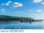 Summer day landscape with Tanker Ship, Bulk Carrier. Стоковое фото, фотограф Оксана Владимировна Грачева / Фотобанк Лори