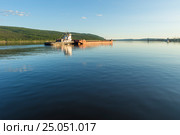 Summer day landscape with Tanker Ship, Bulk Carrier. Стоковое фото, фотограф Оксана Владимировна Грачева / Фотобанк Лори