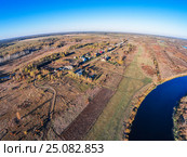 Вид с воздуха на реку Молога, рядом с деревней Кузнецы. Стоковое фото, фотограф Илья Якунин / Фотобанк Лори