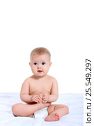 Adorable baby in diaper. Стоковое фото, фотограф Дубровская Татьяна / Фотобанк Лори