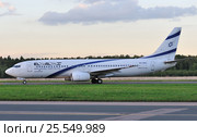 Boeing 737 (бортовой 4X-EKC) авиакомпании EL AL на рулении в Домодедове (2011 год). Редакционное фото, фотограф Alexei Tavix / Фотобанк Лори