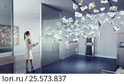 Attractive busy business lady . Mixed media. Стоковое фото, фотограф Sergey Nivens / Фотобанк Лори