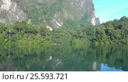 View from boat on Cheow Lan lake in Thailand (2017 год). Стоковое видео, видеограф Михаил Коханчиков / Фотобанк Лори