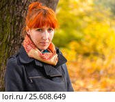 Girl in the autumn forest. Стоковое фото, фотограф Евгений Лосев / Фотобанк Лори