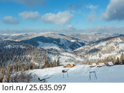 Winter Carpathian Mountains landscape, Ukraine. (2017 год). Стоковое фото, фотограф Юрий Брыкайло / Фотобанк Лори