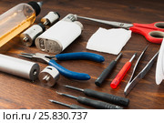 Set to vape. Tools, candy, liquid, RDA, RTA. Стоковое фото, фотограф Сергей Лабутин / Фотобанк Лори