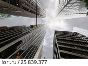 NEW YORK - August 23, 2014: Skyscrapers at W 46th st and 6th ave crossroads. Редакционное фото, фотограф Losevsky Pavel / Фотобанк Лори