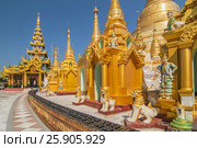 Shwedagon Paya is the most sacred golden buddhist pagoda in Yangon, Myanmar. Стоковое фото, агентство BE&W Photo / Фотобанк Лори