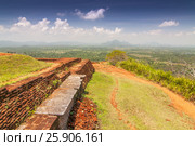 Garden On the top Sigiriya Rock Fortress, 5th Century Ruined Castle That Is Unesco Listed As A World Heritage Site In Sri Lanka. Стоковое фото, агентство BE&W Photo / Фотобанк Лори