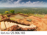 Garden On the top Sigiriya Rock Fortress, 5th Century Ruined Castle That Is Unesco Listed As A World Heritage Site In Sri Lanka. Стоковое фото, агентство BE&W Photo / Фотобанк Лори