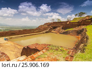 Garden On the top Sigiriya Rock Fortress, 5th Century Ruined Castle That Is Unesco Listed As A World Heritage Site In Sri Lanka. Стоковое фото, агентство BE&W Photo / Фотобанк Лори