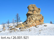 Каменные исполины в Тажеранской степи. Скала с чертами лица. Стоковое фото, фотограф Овчинникова Ирина / Фотобанк Лори
