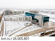 Astana, Kazakhstan - February, 2017 - National Museum of the Republic of Kazakhstan in Astana on a winter day. Редакционное фото, фотограф Андрей Орехов / Фотобанк Лори