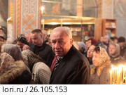 Литургия в храме города Домодедово 2017 год,  глава городского округа Домодедово  Л. П. Ковалевский. Редакционное фото, фотограф Дмитрий Неумоин / Фотобанк Лори