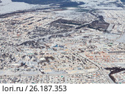 Город Бирск, административный центр Бирского района Республики Башкортостан, зимой. Вид сверху (2017 год). Стоковое фото, фотограф Владимир Мельников / Фотобанк Лори