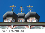 Москва. Купола храма Ризоположения на Донской (Церкови Положения Ризы Господней в Успенском соборе в Москве) (2017 год). Стоковое фото, фотограф Елена Коромыслова / Фотобанк Лори