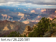 Awesome Landscape of Grand Canyon with the Colorado River visible during dusk (2016 год). Стоковое фото, фотограф Дмитрий Петраков / Фотобанк Лори