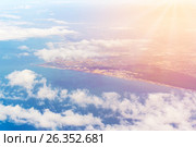 Fiumicino bay with clouds from the aircraft. Стоковое фото, фотограф Юрий Губин / Фотобанк Лори