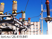 Electric equipment of power transformer substation (2017 год). Редакционное фото, фотограф Владимир Арсентьев / Фотобанк Лори