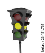 Traffic light with a glowing yellow light. Стоковая иллюстрация, иллюстратор Горбунов Владимир / Фотобанк Лори