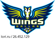 Эмблема женского баскетбольного клуба " Dallas Wings ". США. Редакционная иллюстрация, иллюстратор Владимир Макеев / Фотобанк Лори