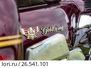 PAAREN IM GLIEN, GERMANY - JUNE 03, 2017: Emblem of a touring motorcycle Honda Gold Wing GL1500. Exhibition "Die Oldtimer Show". Редакционное фото, фотограф Sergey Kohl / Фотобанк Лори