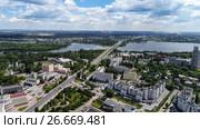 Lipetsk, Russia - July 11. 2017. Top view of city and the Voronezh river. Редакционное фото, фотограф Володина Ольга / Фотобанк Лори