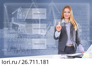 Woman touching screen. Стоковое фото, фотограф Яков Филимонов / Фотобанк Лори