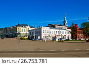 Панорама городской площади. Кинешма. Ивановская область (2017 год). Редакционное фото, фотограф Сергей Афанасьев / Фотобанк Лори