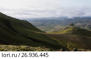 Panorama mountain landscape, Iceland. Стоковое видео, видеограф Юлия Колтырина / Фотобанк Лори