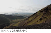 Panorama mountain landscape, Iceland. Стоковое видео, видеограф Юлия Колтырина / Фотобанк Лори