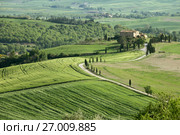 Tuscany farmland hill fields in Italy (2017 год). Стоковое фото, фотограф Михаил Коханчиков / Фотобанк Лори