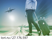Woman with suitcase awaiting aircraft. Стоковое фото, фотограф Яков Филимонов / Фотобанк Лори
