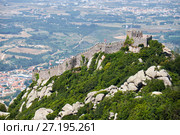 Castle of the Moors, perched on top of the inaccessiblemountains, Sintra. Portugal. (2016 год). Стоковое фото, фотограф Сергей Пристяжнюк (Serg Zastavkin) / Фотобанк Лори
