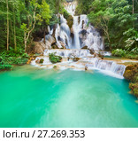 Tat Kuang Si Waterfalls. Beautiful landscape. Laos. (2017 год). Редакционное фото, фотограф Ольга Хорошунова / Фотобанк Лори