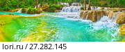 Tat Sae Waterfalls. Beautiful landscape, Laos. Panorama (2017 год). Редакционное фото, фотограф Ольга Хорошунова / Фотобанк Лори