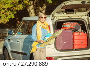Summer trip by car and suitcase in car trunk. Стоковое фото, фотограф Наталья Давыдова / Фотобанк Лори