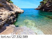Summer Baia della Pergola beach, Puglia, Italy (2017 год). Стоковое фото, фотограф Юрий Брыкайло / Фотобанк Лори
