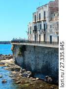 Ortigia coast, Syracuse, Sicily, Italy. (2017 год). Стоковое фото, фотограф Юрий Брыкайло / Фотобанк Лори