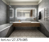 Stylish bathroom in modern style. Стоковое фото, фотограф Andriy Bezuglov / Фотобанк Лори