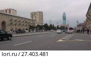 Облачный январский вечер на проспекте Гейдара Алиева. Баку, Азербайджан (2018 год). Редакционное видео, видеограф Виктор Карасев / Фотобанк Лори