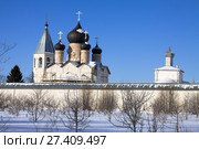 Зеленецкий-Троицкий монастырь, храмы и колокольня за монастырской стеной (2013 год). Стоковое фото, фотограф Солодовникова Елена / Фотобанк Лори