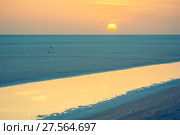 Sunrise over the large salt lake Chott El Jerid, Sahara. Стоковое фото, фотограф Сергей Цепек / Фотобанк Лори