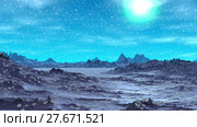 Alien Planet. Mountain. Animation. Panorama. 4K. Стоковая анимация, аниматор Parmenov Pavel / Фотобанк Лори
