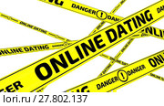 Online dating. Danger. Yellow warning tapes. Стоковая анимация, аниматор WalDeMarus / Фотобанк Лори