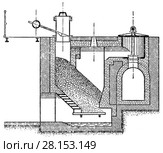 Газогенератор Сименса (1862 год) Стоковая иллюстрация, иллюстратор Макаров Алексей / Фотобанк Лори