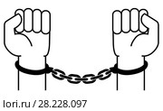 Handcuffs on the hands of the criminal. Стоковая иллюстрация, иллюстратор Сергей Лаврентьев / Фотобанк Лори