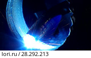 Металлообработка. Наплавка металла. Metalworking. Welding of metal. Стоковое видео, видеограф Евгений Романов / Фотобанк Лори
