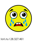 Crying smiley on a white background. Стоковая иллюстрация, иллюстратор Сергей Лаврентьев / Фотобанк Лори